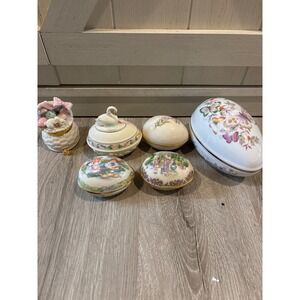 Lot of glass Easter egg trinket boxes Lenox and Avon